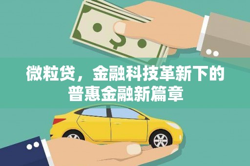 平鲁微粒贷，金融科技革新下的普惠金融新篇章